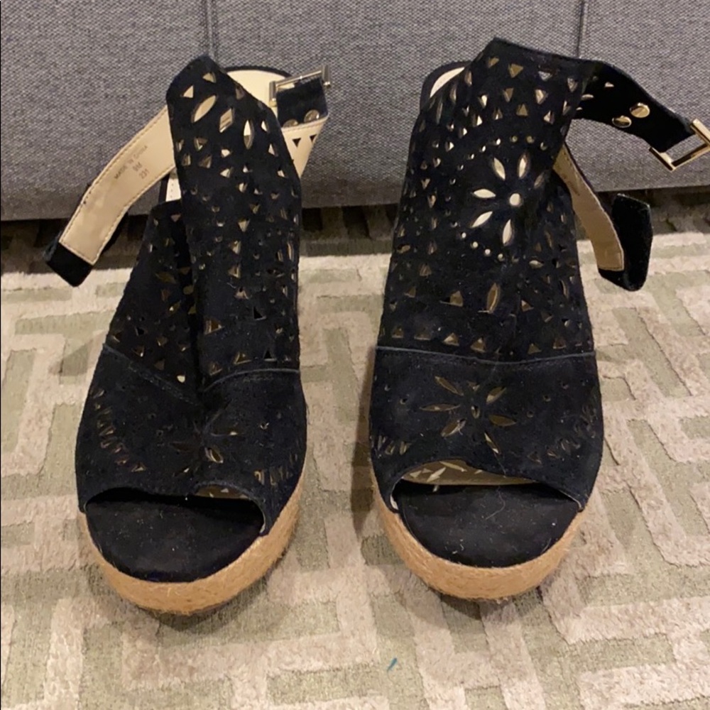 Marc Fisher Suede/Espadrille Wedges- 9